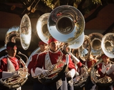 The Pride of Arizona marching band had its tuba section ready to go. The Pride of Arizona marching band had its tuba section ready to go.